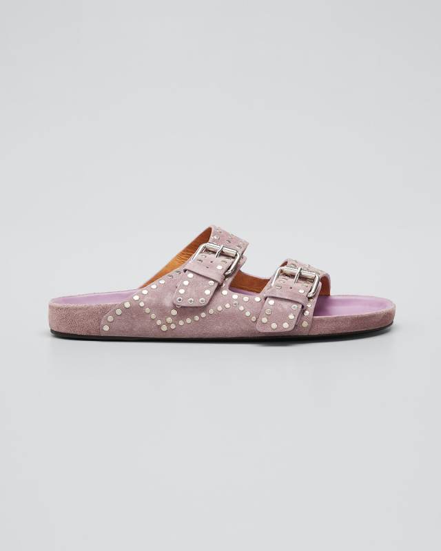 Lennyo Eyelet Studded Suede Sandals